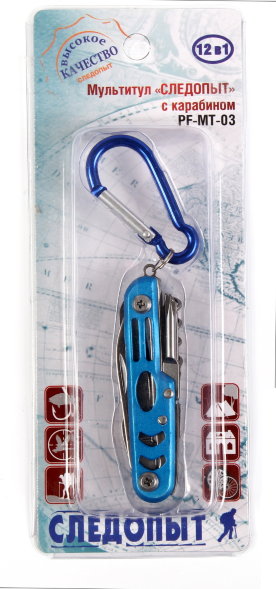 Мультитул Следопыт 12предм. с карабином блистер PF-MT-03