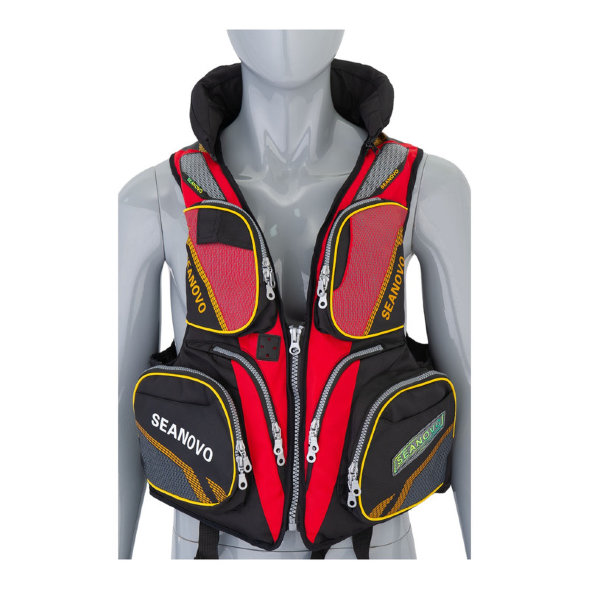 Жилет страховочный SJ61, красный, накладные карманы,  р-р XL