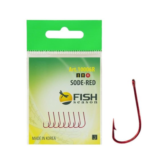 Крючок FISH SEASON Sode-ring №5 Red 8шт 10006-R05F
