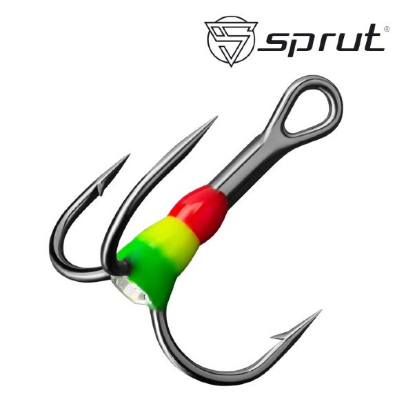 Крючок-тройник Sprut ST-36BC №6 с каплей и кристаллом Mix 3шт