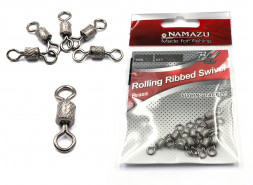 Вертлюг Namazu ROLLING RIBBED SWIVEL, латунь, цв. BN, р. 1, test-60 кг уп.10 шт