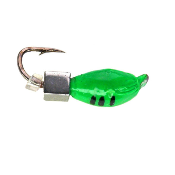 Мормышка вольфрамовая Рефлекс-М 3 Нимфа Зелен, Черные Полоски + Куб Гематит Серебро 3*3мм 0,7гр 1шт.