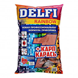 Прикормка DELFI Rainbow карп + карась клубника, барбарис, красн., 800 г
